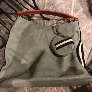 Green canvas material purse